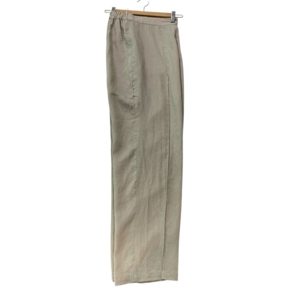 Breezed TARAVAO Flowy trousers pants 100% linen neutral tan size medium wide leg
